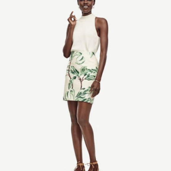 Ann Taylor - Cream & Green Leafy Mini Skirt $79 - Picture 2 of 6